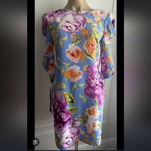 Floral Mini Dress in Blue and Purple